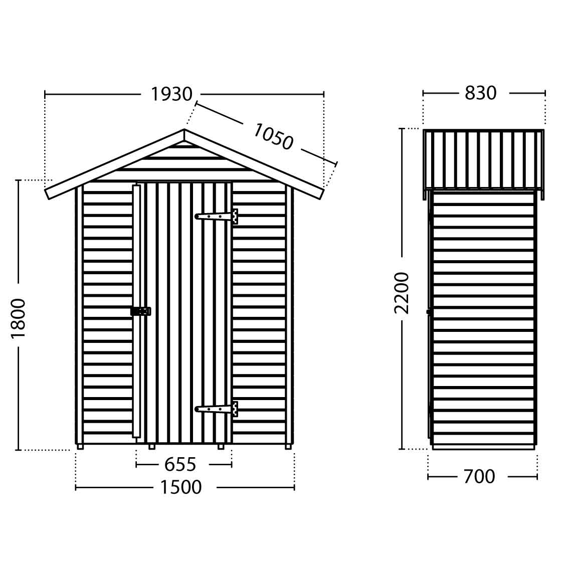 Armoire de jardin bois LEO 1,1m², 2 étagères